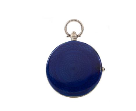 EDWARDIAN SILVER AND GUILLOCHE ENAMEL COMPACT, maker Deakin &amp; Francis, London 1909, of circular form with suspension hoop