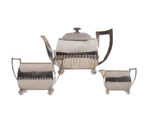 VICTORIAN SILVER THREE PIECE TEA SERVICE, maker Horace Woodward &amp; Co Ltd, London 1894, comprising a teapot, twin-handled 