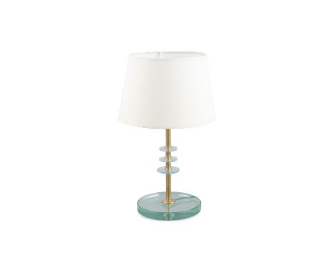 FONTANA ARTEA brass and glass table lamp attrib. to Fontana Arte. Italy, c.1960.