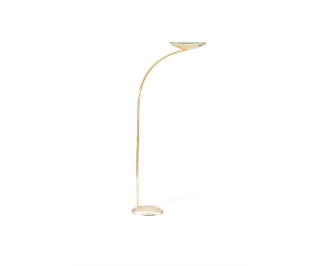 LAMP A gilt metal standard lamp with a glass diffuser. Italy, c.1970. 191cm(h)
