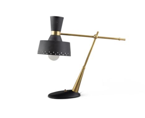 DESK LAMP A brass and enamel desk lamp. c.1960s. 54cm(h)