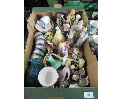 A box of assorted ornaments, to include Royal Worcester, lladro etc