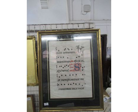 Framed page from an illuminated manuscript.&nbsp;