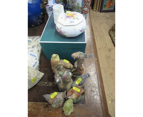 Seven Royal Worcester bird models, together with other porcelain
