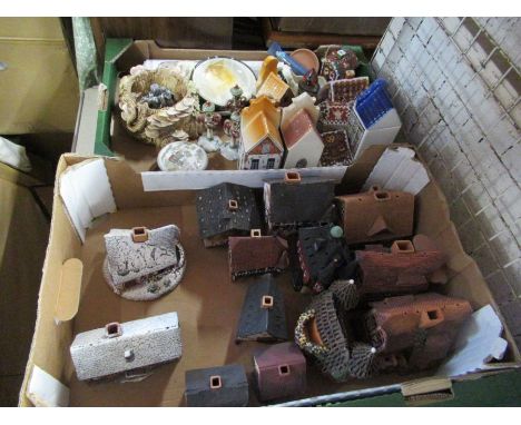 2 boxes of assorted model houses and ornaments etc.&nbsp;