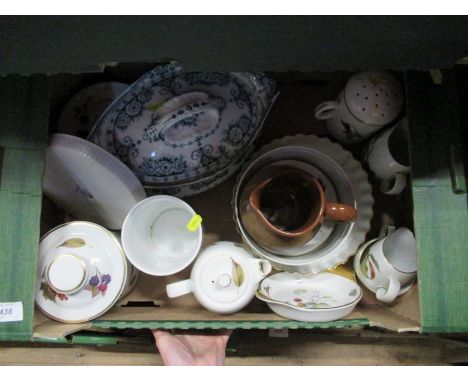 A box of Royal Worcester Evesham china and other items