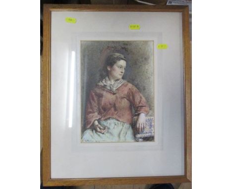 George Goodwin Kilburne, watercolour, Young Peasant Girl, 10ins x 7ins, together with Harriet Kempe, watercolour, Study of a 