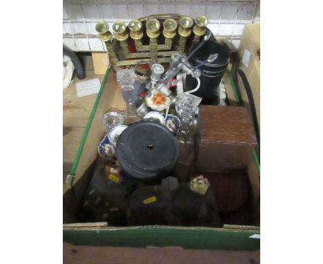 Box of sundries to include candelabra, glass, candle stick etc.&nbsp;&nbsp;