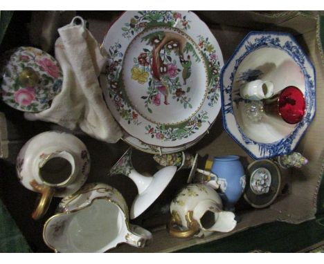 Box of china to include Royal Worcester jugs. AF&nbsp;