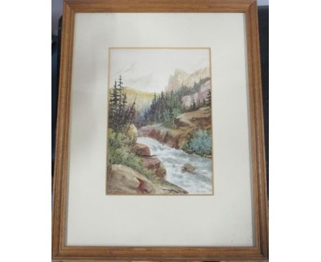 Thomas Harrison Wilkinson, watercolour, mountain river scene, 11ins x 8ins