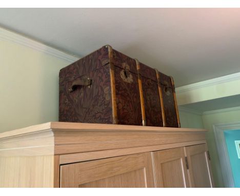 Iron Steamer Style Large Metal Storage Trunk With Lined Interior W58 X H23 X D35cm.