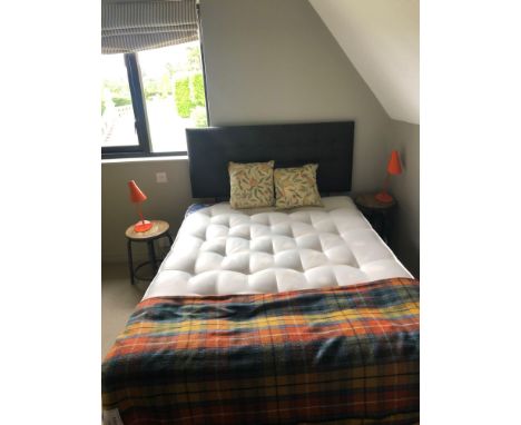 { Option of lots:  808 } Double Bed And Headboard, 2x Bedside Tables, 2x Jlp Orange Bedside Lamps, 4x Animal Wall Mounted Pla