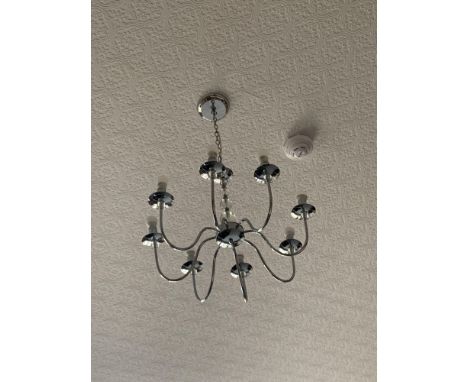 8 Arm Pendant Light In Stainless Steel Chrome With Bubbles In The Middle