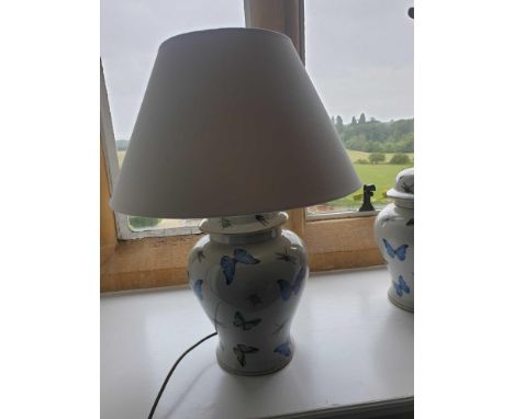 India Jane Ceramic Butterfly Lamp Base With Shade