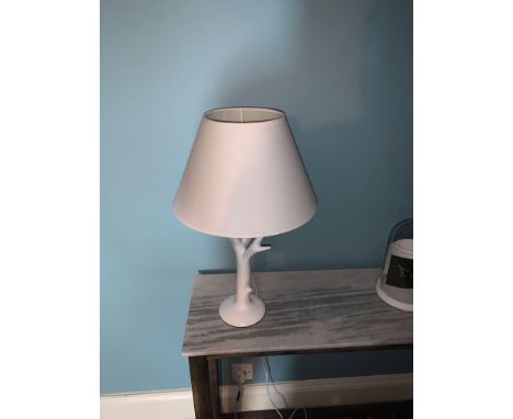 White Table Lamp In The Form Of A Tree Complete With Shade 56cm