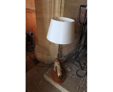 Early 20th Century Taxidermy Ostrich Leg Lamp On Wood Base 700 (H)