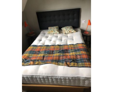 { Option of lots:  805, 806 } Double Bed And Headboard, 2x Bedside Tables, 2x Jlp Orange Bedside Lamps, One Picture And 3x Wa