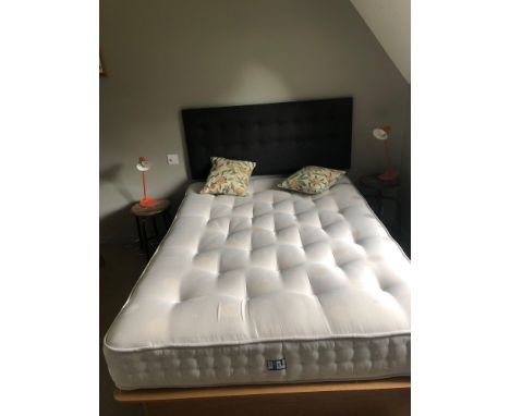 { Option of lots:  804 } Double Bed And Headboard, 2x Bedside Tables, 2x Jlp Orange Bedside Lamps, One Picture And Four Anima