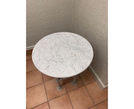 Marble Top Table With Scaffold Type Cast Pipe Base 55 X 62cm