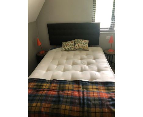 { Option of lots:  805, 806 } Double Bed And Headboard, 2x Bedside Tables, 2x Jlp Orange Bedside Lamps, One Picture And Four 