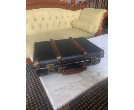 Iron Steamer Style Metal Storage Trunk With Lined Interior