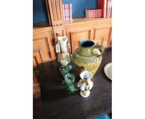 2 x Ceramic Vases 1 Ceramic Jug &amp; 2 Glass Sundae Servers As Photographed