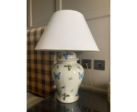 India Jane A Table Lamp With Butterflies And Bug Pattern And Linen Shade