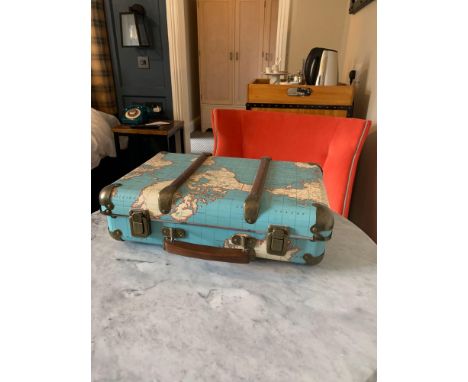 Decor Vintage Steamer Trunk Case With Map Design