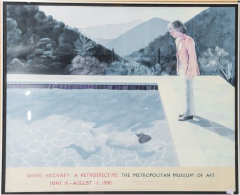 Ausstellungsplakat Hockney, David (geb. 1937), A Restrospective, The Metropolitan Museumof Art, Plakatgr. ca. 76 x 94 cm, hin