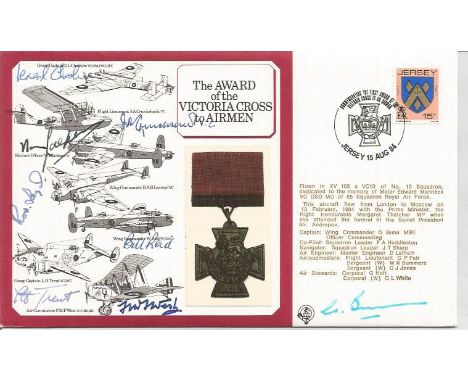 Seven Victoria Cross winners signed cover. Leonard Cheshire VC, Norman Jackson VC, John Cunningham VC, Rod Learoyd VC, Bill R