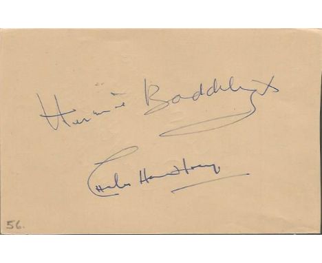 Charles Hawtrey actor Carry On films signed vintage autograph album page. Has Hermione Baddeley above which could be matted o
