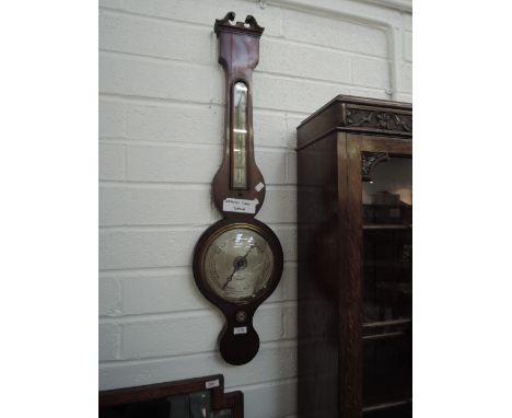 An 19th century wheel barometer having swan neck, thermometer scale, marked E Davis, Shrewsbury 