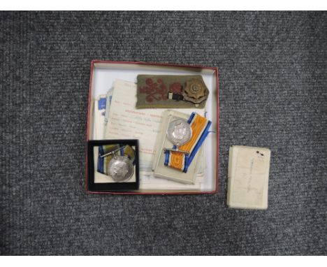 Three World War 1 medals, one to H R Schofield, female, and two to Capt. T R Schofield plus a collection of World Ward II pri