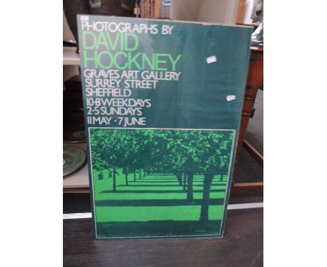 A David Hockney poster, photographs for Graves Art Gallery 11th May - 7th June