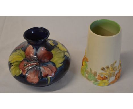 Clarice Cliff vase and a Moorcroft style vase (no markings)