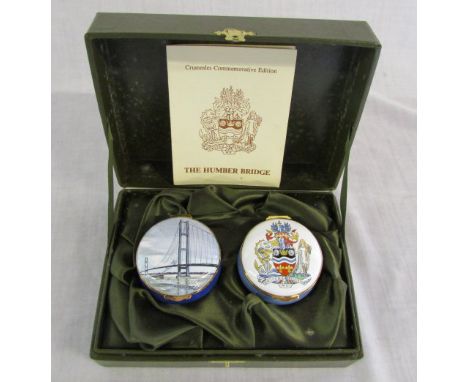 Crummles & Co English Enamels 'Humber Bridge' commemorative enamel boxes