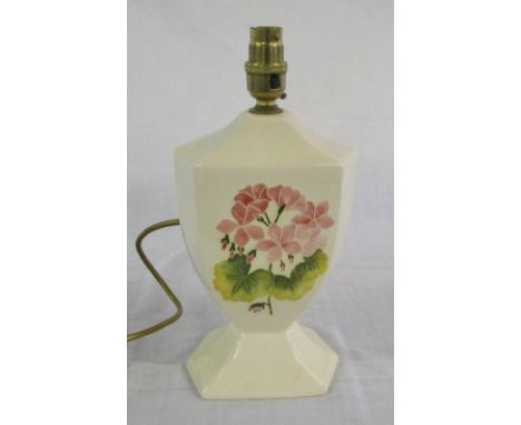 Moorcroft cream lamp base with pink flowers