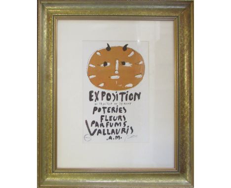1957 poster print/lithograph by Pablo Picasso entitled 'Exposition' stamped Magdalene St Galley Cambridge 53 cm x 63 cm