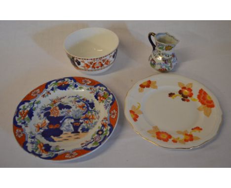 Spode new stone plate, dish, sugar bowl, Mason's hydra miniature jug