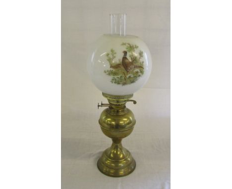 Brass paraffin lamp with glass shade