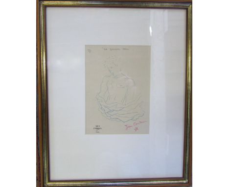 Jean Cocteau print entitled 'Le garcon bleu' 44.5 cm x 55 cm