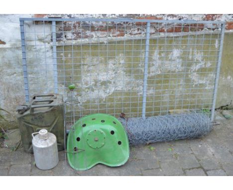 Jerry can (with broad arrow mark), fencing, gate etc