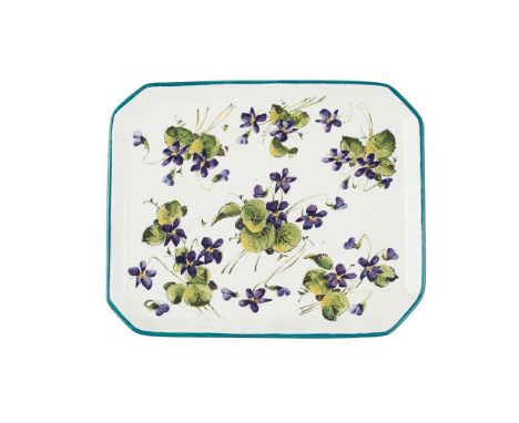 A WEMYSS WARE TRAY 'VIOLETS' PATTERN painted by James Sharpe, impressed WEMYSS, yellow painted WemyssDimensions:26cm wide