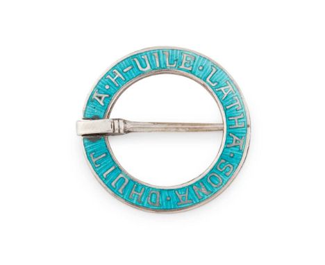 IONA - A SCOTTISH PROVINCIAL ENAMEL SET ANNULAR BROOCH ALEXANDER RITCHIE   marked A.R. IONA, ICA, Birmingham 1938, of simple 