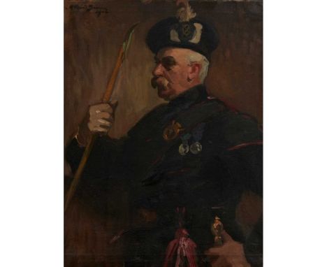 HENRY HARRIS BROWN (BRITISH 1864-1948) PORTRAIT OF COLONEL E. R. CRAWFORD OF AUCHENTROIG (1860-1938) - 1914  Signed and dated