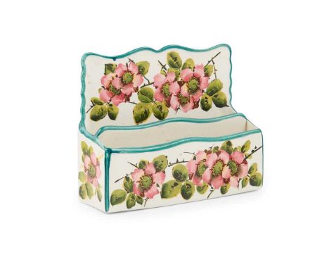 A WEMYSS WARE LETTER RACK 'DOG ROSES' PATTERN, EARLY 20TH CENTURY painted to the front and back, with two divisions, impresse
