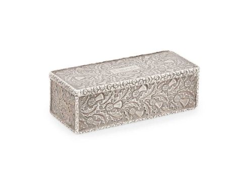 A WILLIAM IV SCOTTISH MARKET SNUFF BOX  LONDON 1831 (PART MARKED) the rectangular snuff box with all over finely chased train