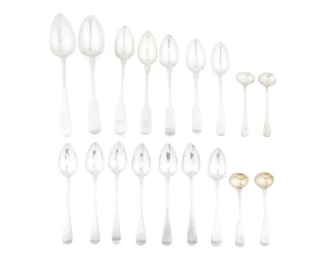 INVERNESS - A SCOTTISH PROVINCIAL MASKING SPOON WILLIAM MASON marked WM, INS of Fiddle pattern with twisted stem; a set of si