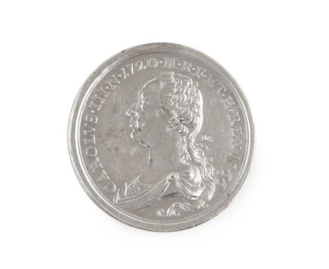 A SILVER MARRIAGE OF CHARLES III MEDALLION FERDINANDO HAMERANI (1730 – 1789), STRUCK 1772  obverse bust of Charles III facing