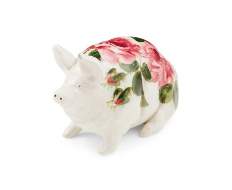 A SMALL WEMYSS WARE PIG 'CABBAGE ROSES' PATTERN, CIRCA 1900 impressed WEMYSSDimensions:16cm long
